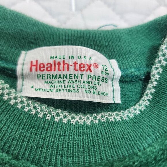 Vintage Health-tex Green Terry Cloth Baby Romper Christmas Tree House... - Picture 4 of 5